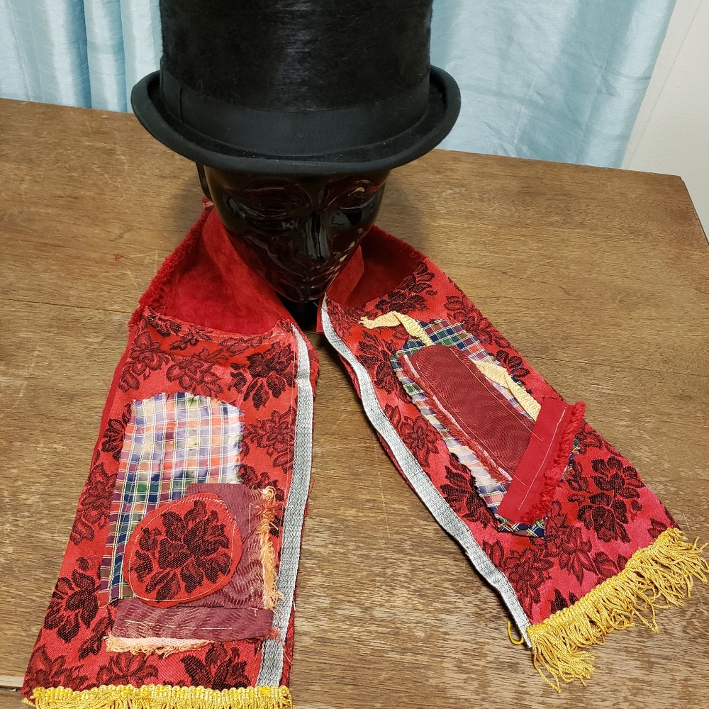 Handmade Patchwork Scarf Textile Collage Piece Corduroy Backed - Picture 4 of 16